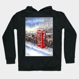 Red telephone box in the snow Hoodie